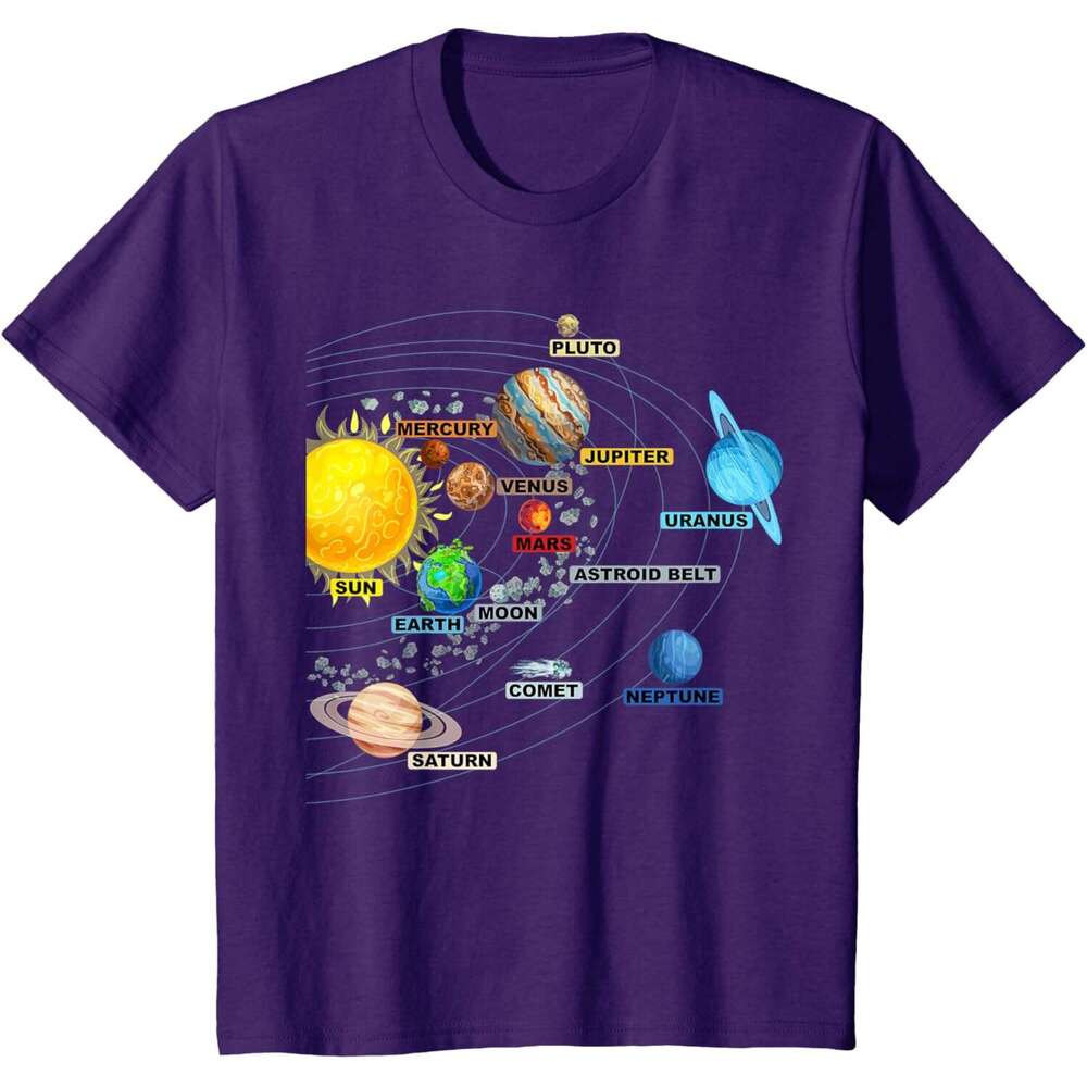 T shirt Mens Solar System Planets Astronomy Space Science - Girls Boys T-Shirt shirts tshirt graphic tee Casual tops summer clothes Short sleeve Free 
