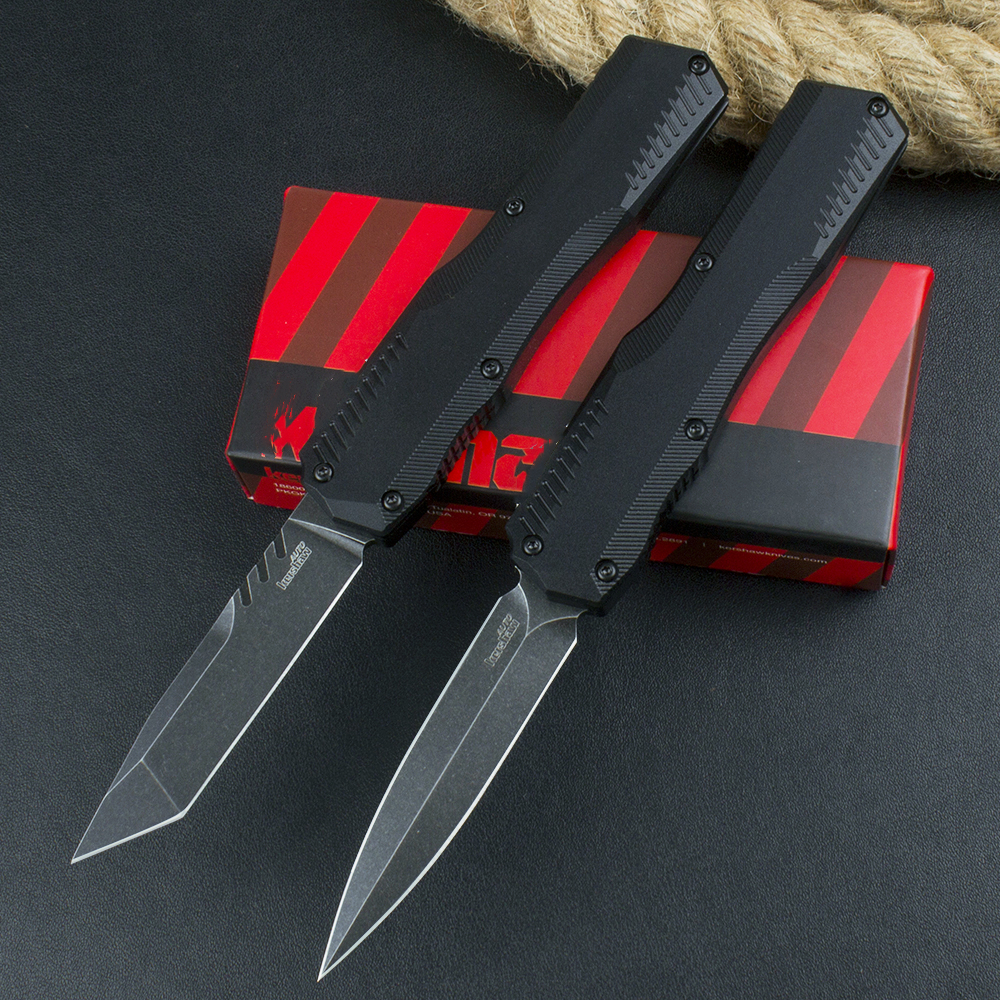 9000 Push Button Quick Opening Tactical Knife 20CV Black Stone Wash Blade CNC Aviation Aluminum Handle Outdoor EDC Pocket Knives with Retail Box