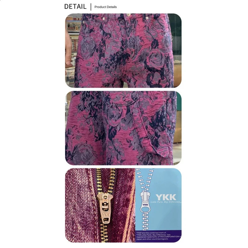 Personalized street high-end fashion mens jeans Straight loose fashion jacquard casual hip-hop print crafted mens clothing 240805