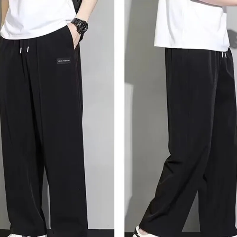 Straight Wide Leg Jogger Pants For Mens Summer Thin And Quick Drying Loose And Hanging Sports And Casual Mens Fashion 240822