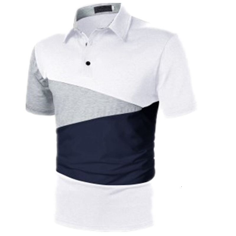 2023 summer short sleeved striped color matching polo shirt basic casual T-shirt men's clothing
