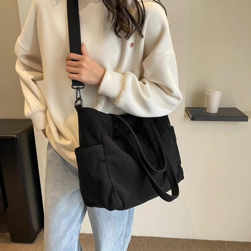 Womens Corduroy handbag large capacity womens 240809