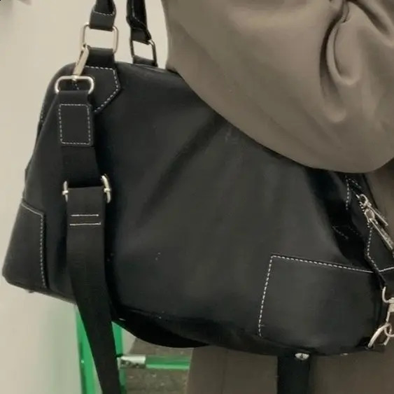 Girls Crossbody Tote Bag Highcapacity Grunge Y2k Aesthetic Shoulder Vintage Simple Fashion Casual Handbags All Match 240805