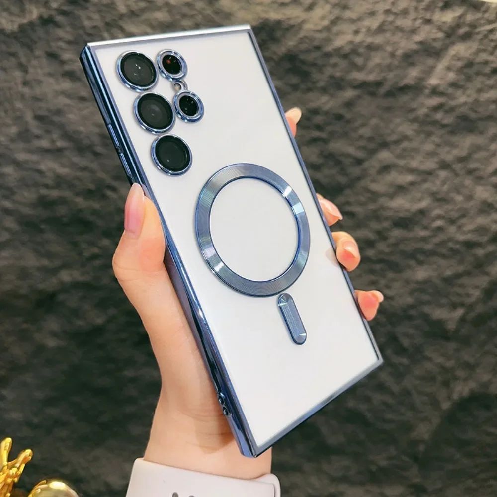 Luxury Clear Magnetic For Magsafe Cases Soft Shockproof With Camera Lens Protector For Samsung S20 S21 S22 S23 FE S24 Ultra Plus Note 10 20 A05 A05S A