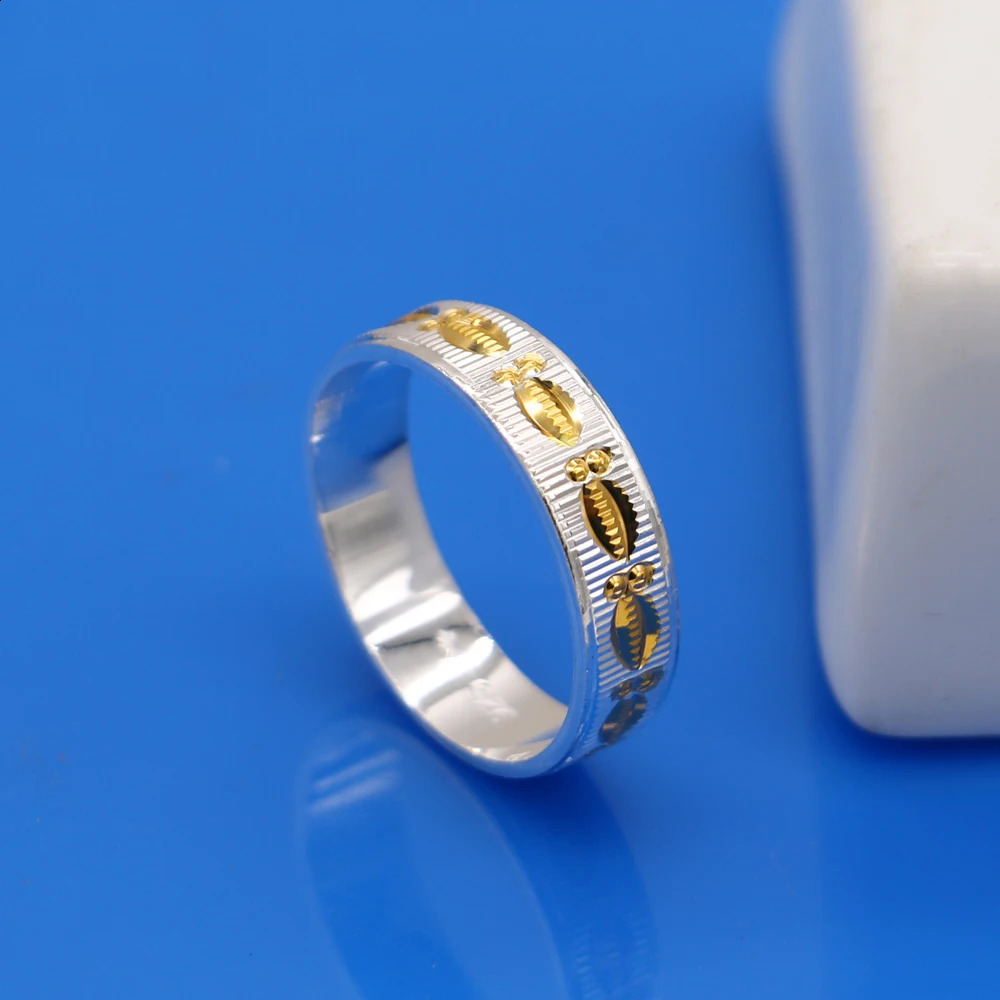 925 Silver Couple Lovers Rings for Women Men Vintage Punk Gold Pattern Finger Ring Fashion Jewelry Anniversary Birthday Gift 240905