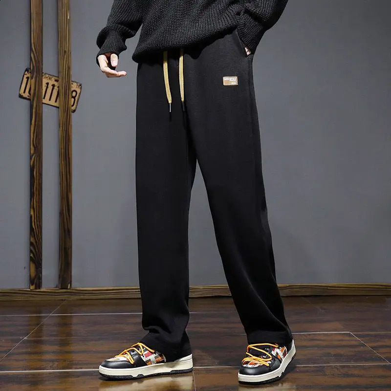 Spring Summer Loose Thin Straight Casual Fashion Mens Clothing Versatile Spliced Pocket Elastic Waist Pull Out Pants 240822