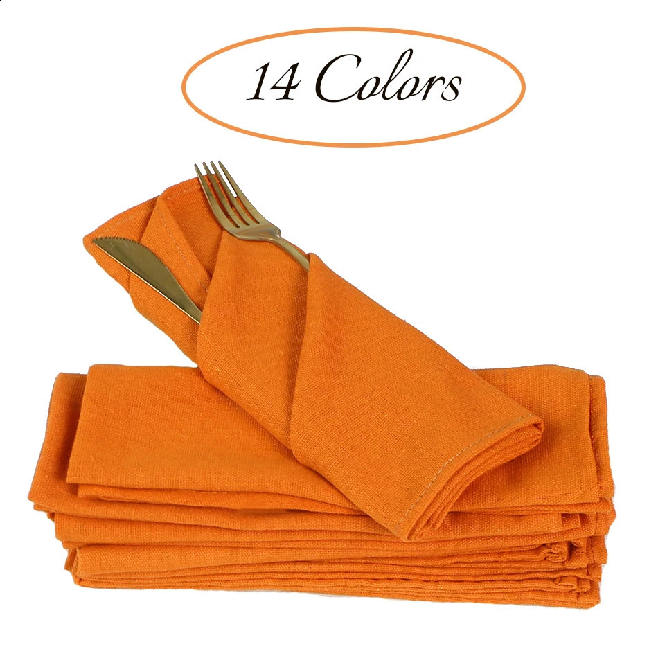6 Pack Table Napkins Cloth Kitchen Tea Yellow Orange Color Towel for Wedding 18 X 12 Inches Durable Reusable for Family Dinners 240805