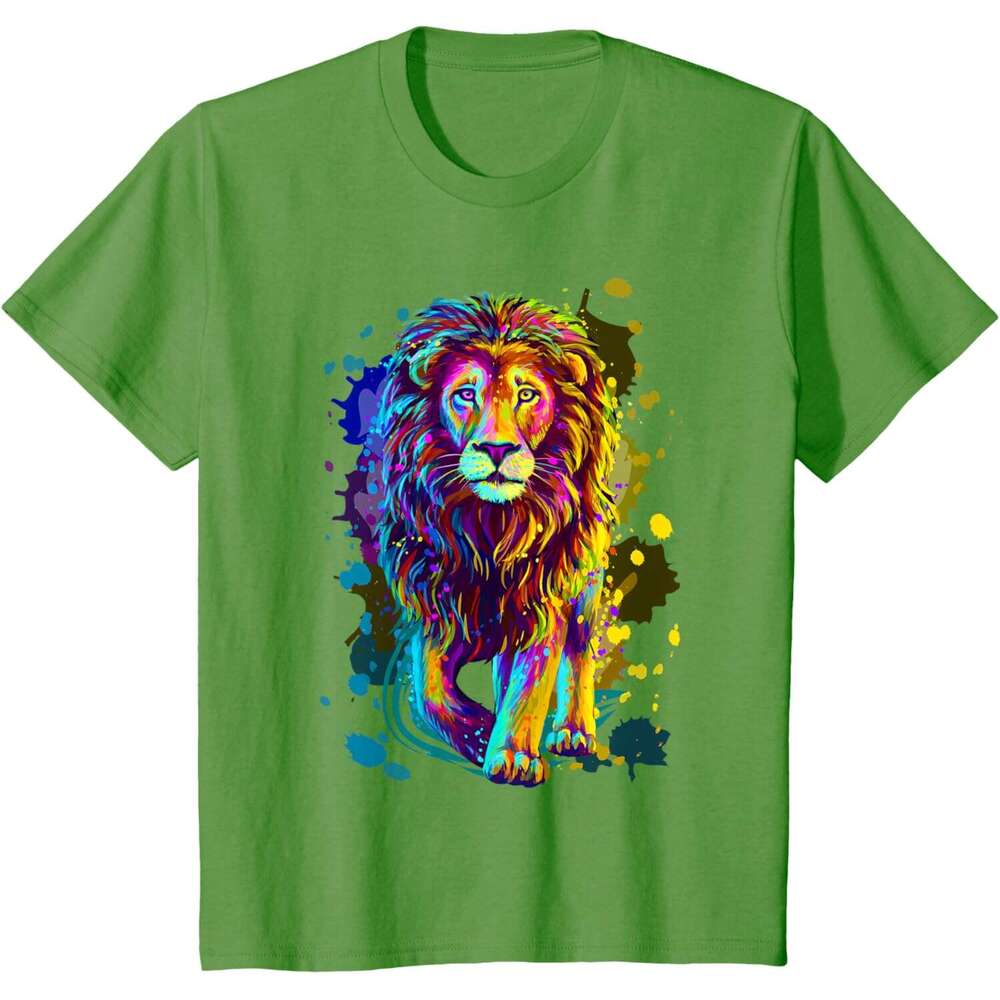T shirt Mens Cool Colorful Wild Stylish T Shirt Lion Graphic Design T-Shirt shirts tshirt graphic tee Casual tops summer clothes Short sleeve