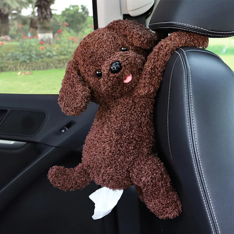 Tissue Box Cute Lovely Teddy Dog Plush Holder For Car Armrest Seat Creative Woman Accessories