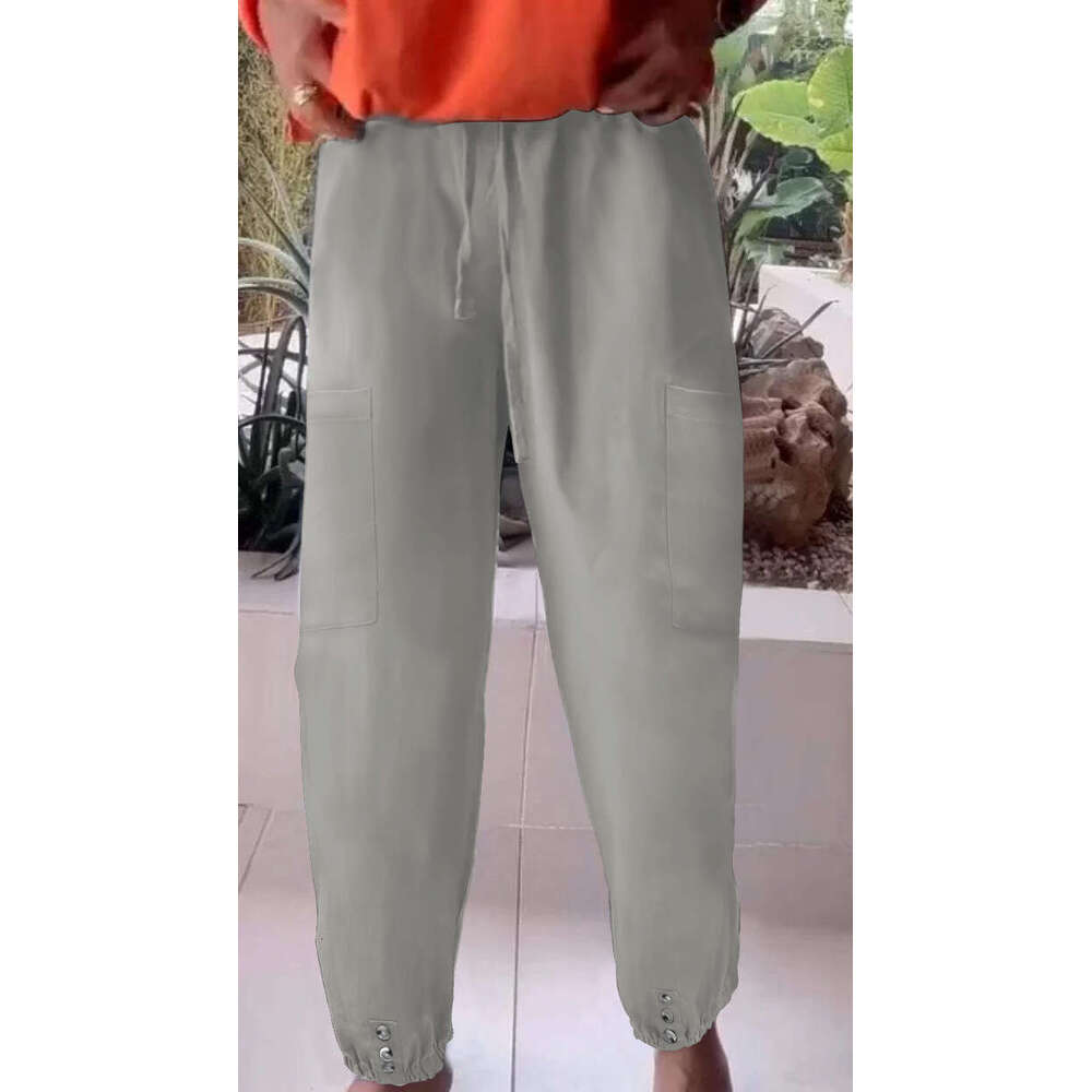 2024 New Loose Fit High Waisted Cropped with Wide Legs and Mid Waist Micro Elastic Womens Pants Nine Points Waterproof Trousers Man Jeans for Pregnant