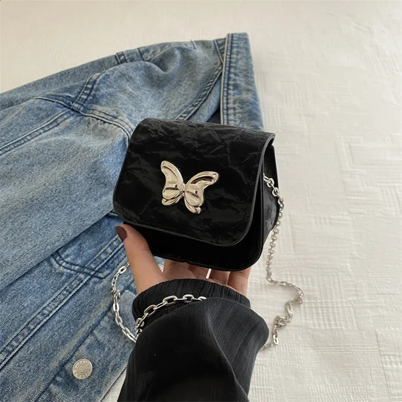 Metal Butterfly Womens Mini Shoulder Bag Fashion Chain Small Cross Body PU Leather Dinner Party Clutch Wallet 240805