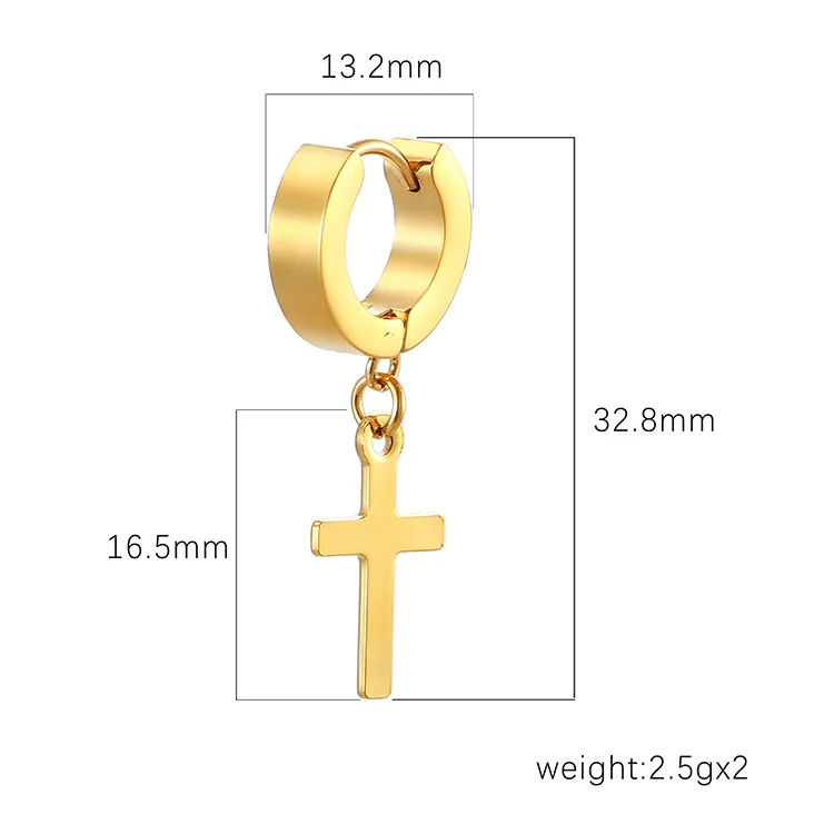 Designer Wholesale 10pair/set Punk Stainless Steel Cross Pendant Hoop Earrings For Men Women Not Fade Ear Rings Hip Hop Male Jewelry