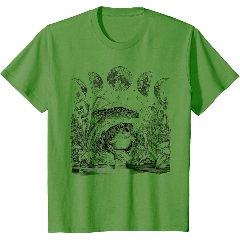 T shirt Mens Cute Cottagecore Aesthetic Frog Mushroom Moon Witchy Vintage Short Sleeve T-Shirt shirts tshirt graphic tee Casual tops summer clothes Fr
