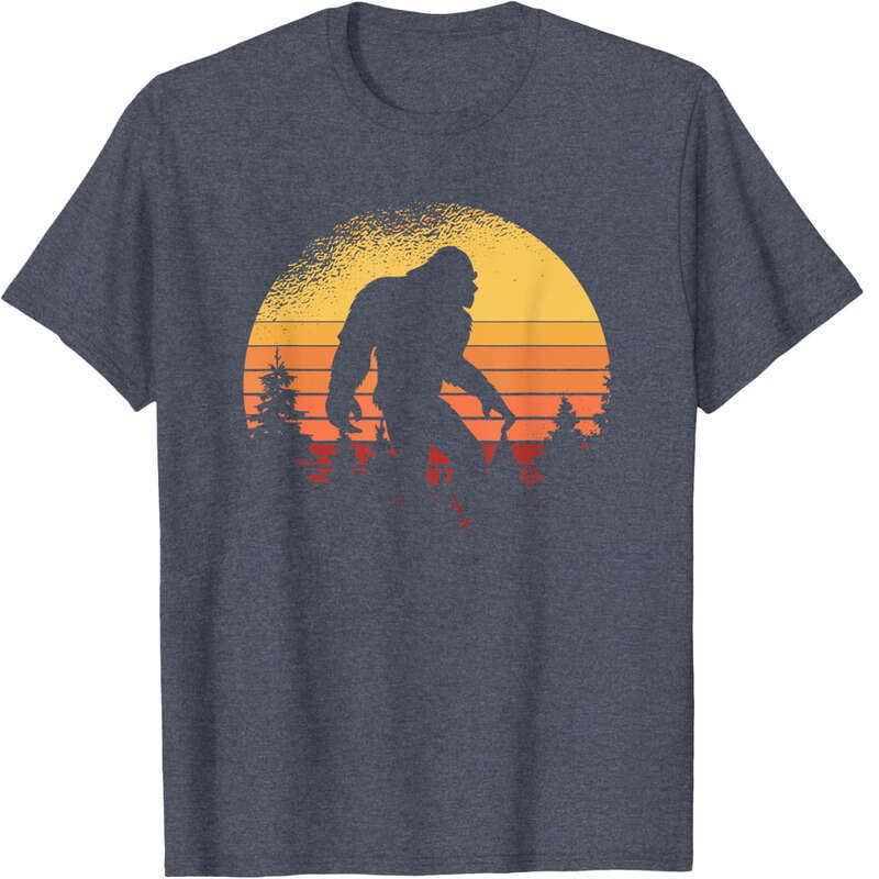 T shirt Mens Retro Bigfoot Believer Silhouette Sasquatch Hide And Seek T-Shirt shirts tshirt graphic tee Casual tops summer clothes Short sleeve Free 