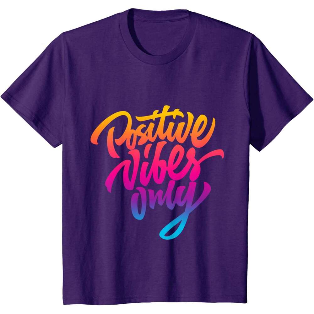T shirt Mens Positive Vibes Only T-shirt Inspirational Quotes Graphic T-Shirt shirts tshirt graphic tee Casual tops summer clothes Short sleeve Free s