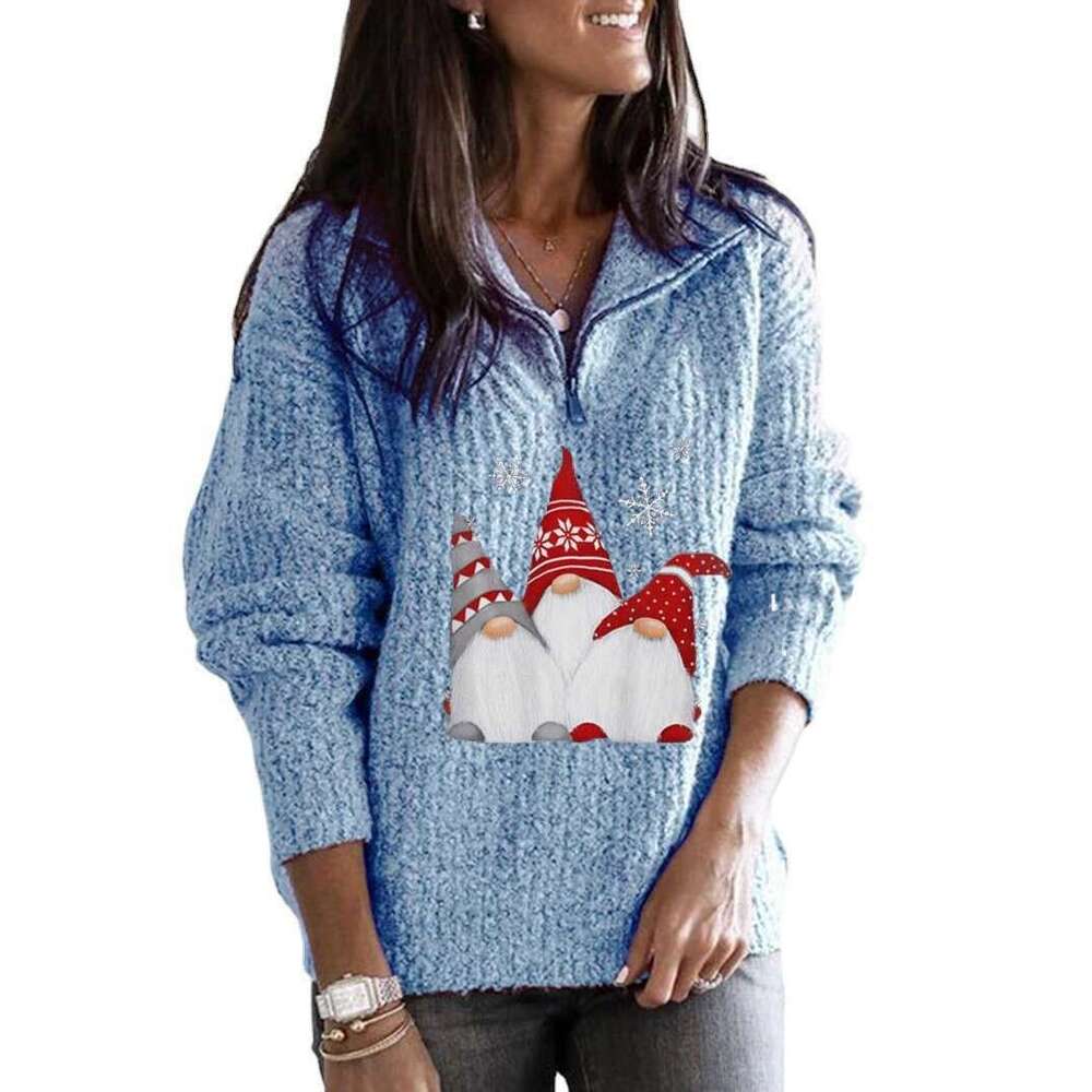2024 Autumn/winter Santa Claus Printed Zipper Long Sleeve Knitted Womens Sweater Designer Sweater Cardigan Women Cashmere Sweaters Sweaters