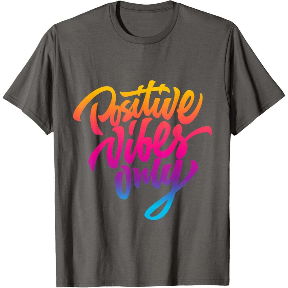 T shirt Mens Positive Vibes Only T-shirt Inspirational Quotes Graphic T-Shirt shirts tshirt graphic tee Casual tops summer clothes Short sleeve Free s