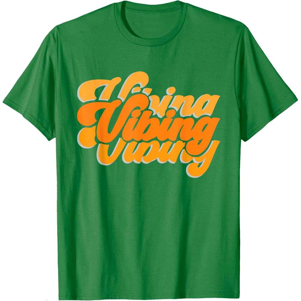 T shirt Mens Vibing Orange Vibes Only Color Graphic T-Shirt shirts tshirt graphic tee Casual tops summer clothes Short sleeve Free shipping