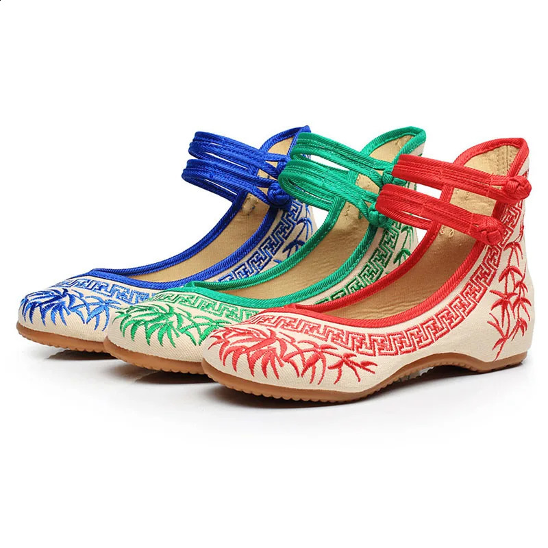 Ladies model bamboo literati ink Chinese style blue and white porcelain series embroidered cloth shoes womens shoes WSH2296 240802