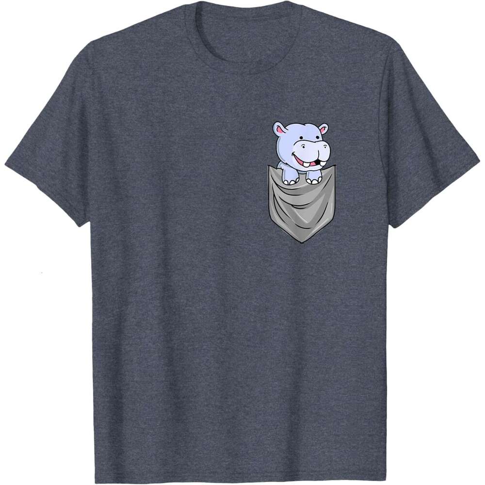 T shirt Mens Hippo In Pocket Hippopotamus Gift T-Shirt shirts tshirt graphic tee Casual tops summer clothes Short sleeve Free shipping