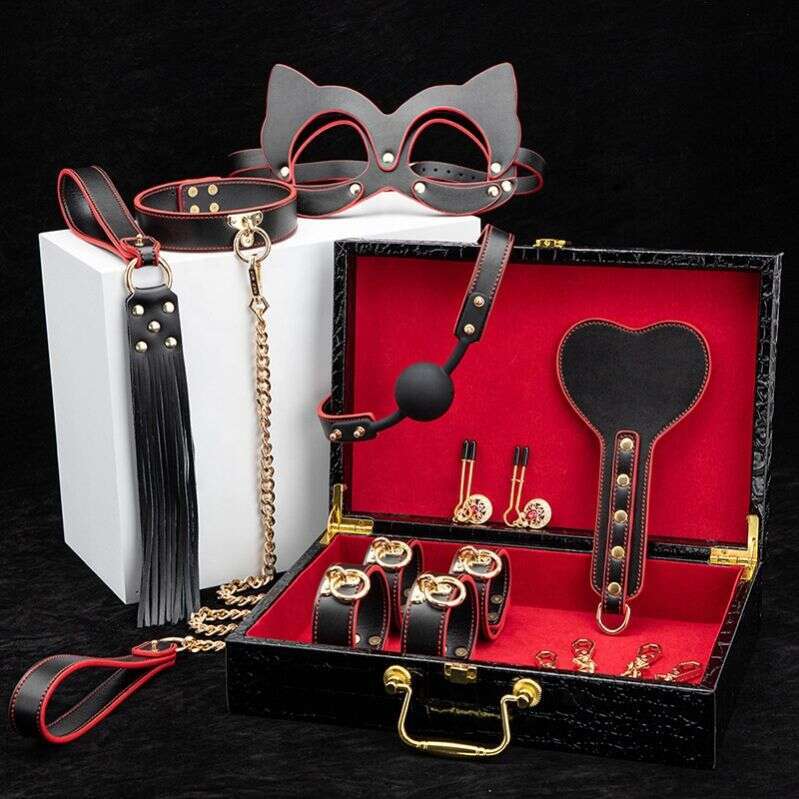 8pcs set BDSM Bed Bondage Kits Genuine leather Restraint Set Handcuffs Collar Gag Erotic Sex Toys for Women Couples Adult Games