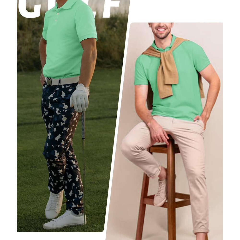 Fashion Mens Polo shirt Dry Fit Short Sleeve Collared Classic Polos Tennis Solid T Shirts Casual Active Work Polos shirts tshirt Casual tops summer cl