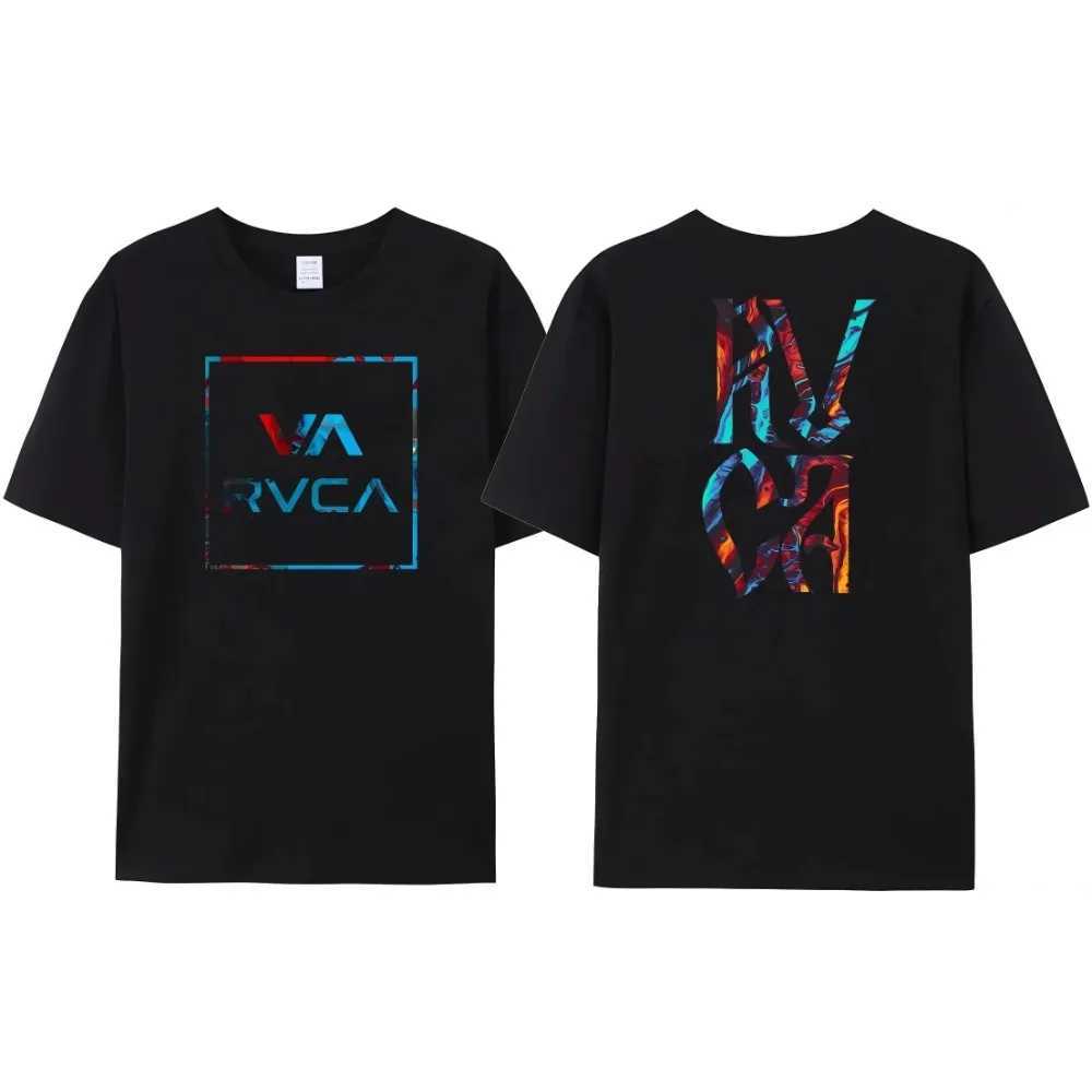 Men's T-Shirts RVCA T Shirt Men Women Black Tee Summer Cotton Tshirt Oversized Short Sleeve Fashion Design Brand T-shirt Top Streetwear Clothes z