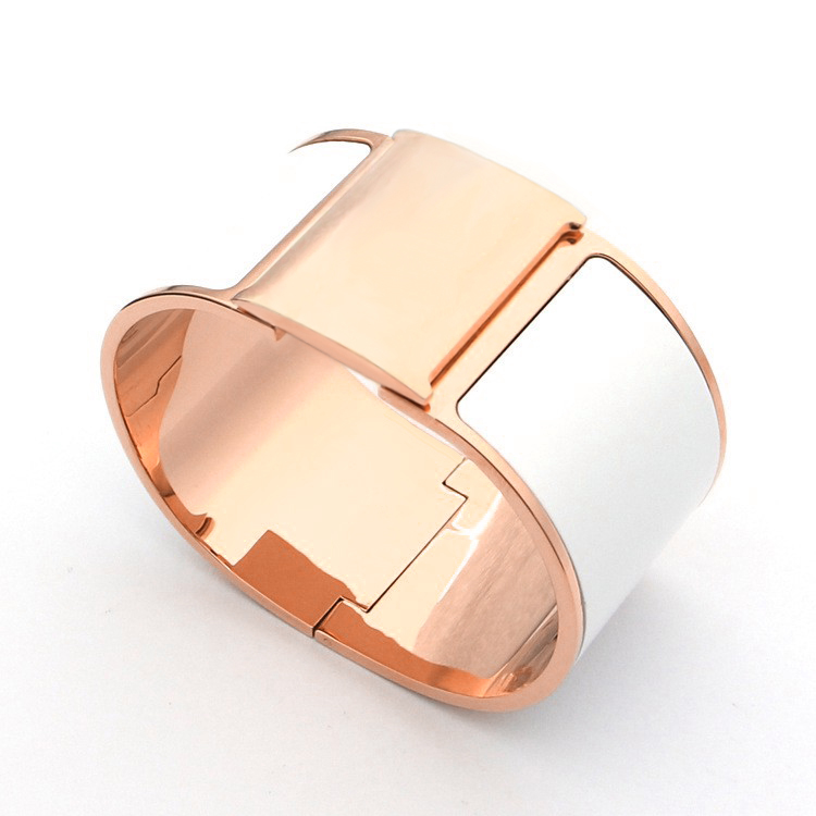 bracelet luxe jewelry woman bracelet real gold 18k stainless steel bangle rose gold plated big 33mm wide size 17 suitable for women cuff bracelet womens bracelet gift