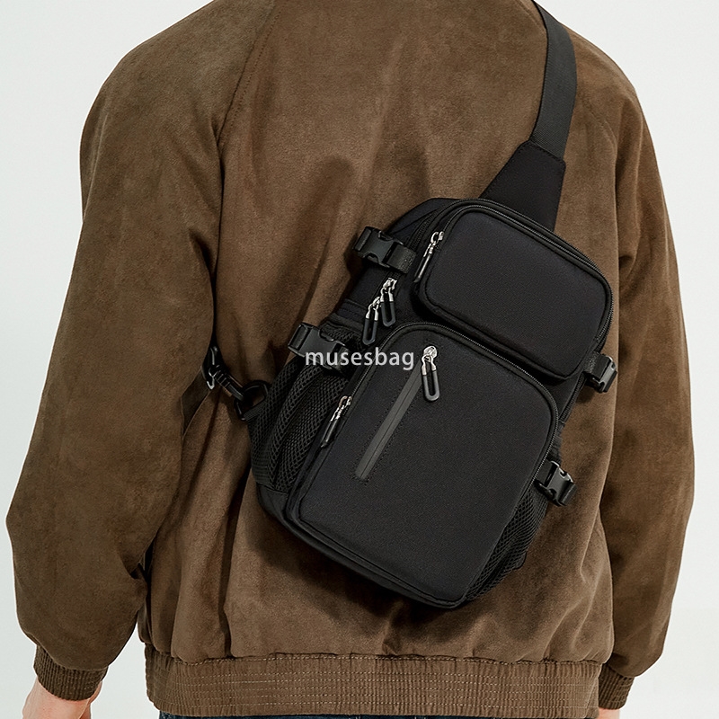 Korean fashion chest bag Men's close-fitting oblique shoulder bag outside riding backpack mobile phone bag men's Japanese shoulder bag