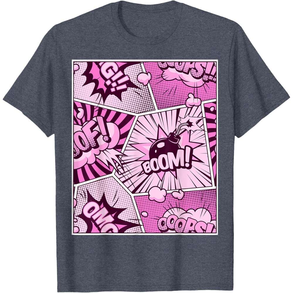 T shirt Mens Comic Book Pink Color Graphic T-Shirt shirts tshirt graphic tee Casual tops summer clothes Short sleeve Free shipping