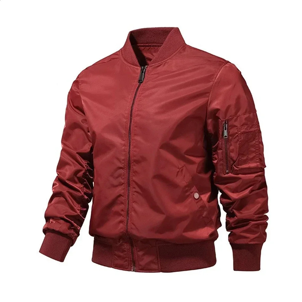 Military Jackets for Men Monochromatic Bomber Jacket Outerwear Baseball Outdoor Clothing Spring and Autumn 240715
