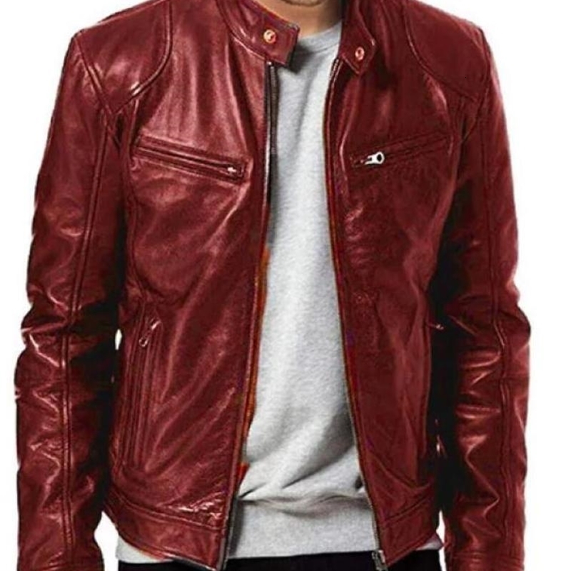 Fashion Mens Leather Jacket Slim Fit Stand Collar PU Male Antiwind Motorcycle Lapel Diagonal Zipper Jackets Men y240826