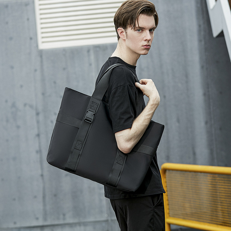 Men's handbag large capacity shoulder bag fashion Tote bag solid color waterproof travel bag students make-up bag day department
