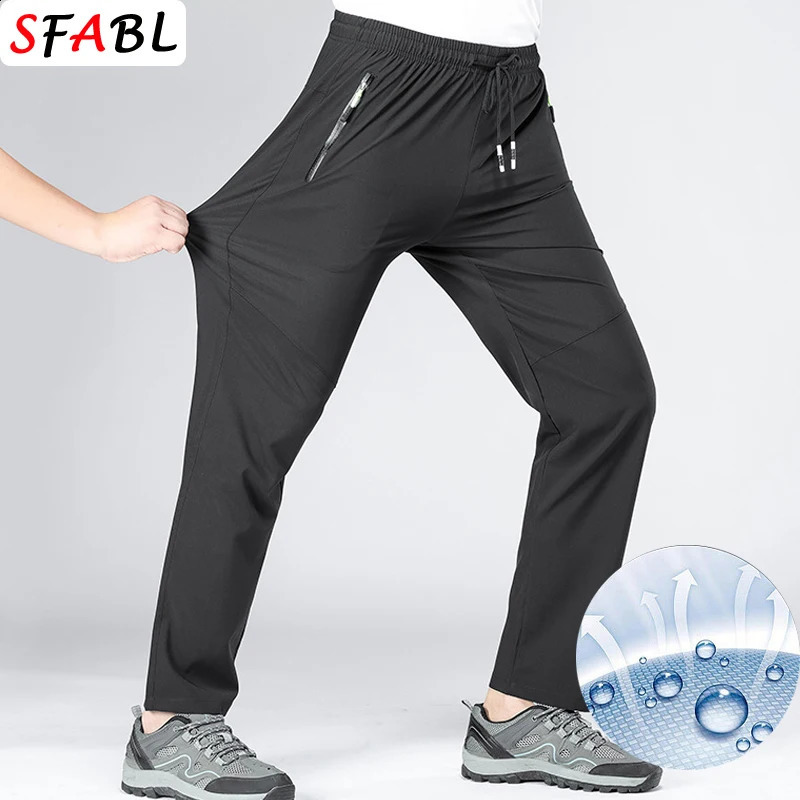 5XL High Stretch Outdoor Sport Hiking Pants Men Zipper Pockets Trousers Men Summer Thin Quick Dry Mens Pants Trekking Fishing 240805