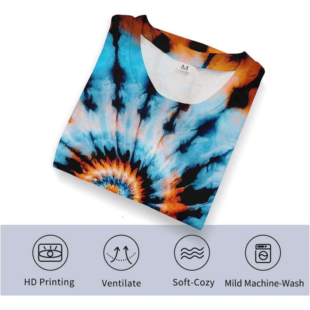 T shirt Mens Novelty Tie Dye Style T-Shirts for Men Spiral Streak Print Shirt with Short Sleeves tshirt graphic tee Casual tops summer clothes Short s