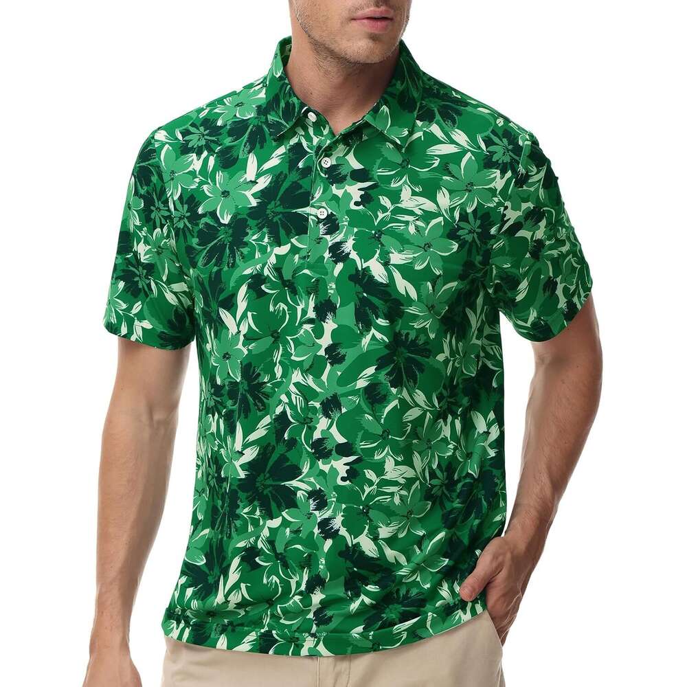 Fashion Mens Polo shirt Mens Performance Moisture Wicking Golf ShirtMens Business Casual Printed Short Sleeve Polos Casual tops summer clothes Short s