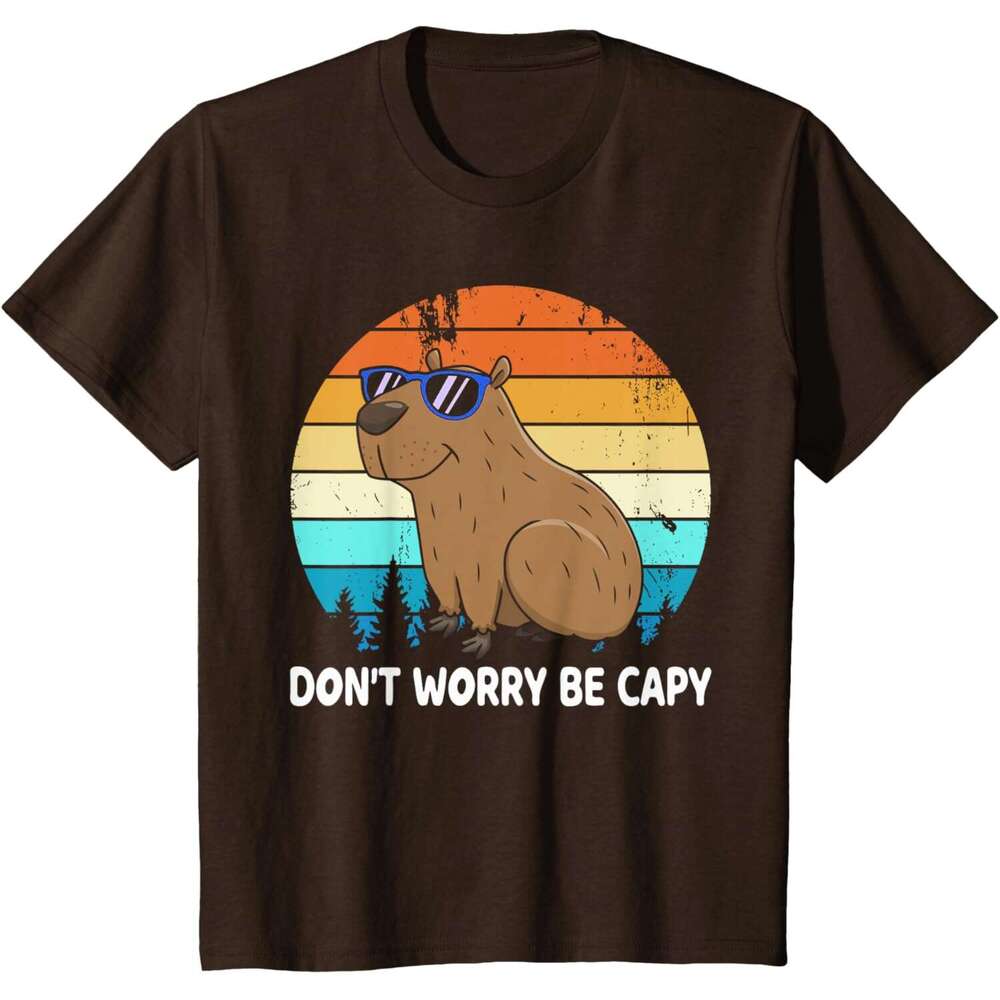 T shirt Mens Don't Worry Be Capy Distressed Capybara Styles Animal Lover T-Shirt shirts tshirt graphic tee Casual tops summer clothes Short sleev