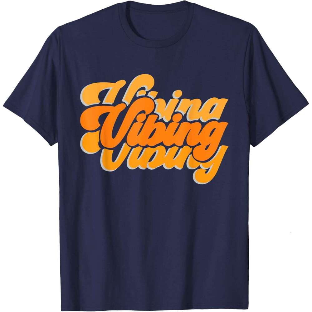 T shirt Mens Vibing Orange Vibes Only Color Graphic T-Shirt shirts tshirt graphic tee Casual tops summer clothes Short sleeve Free shipping