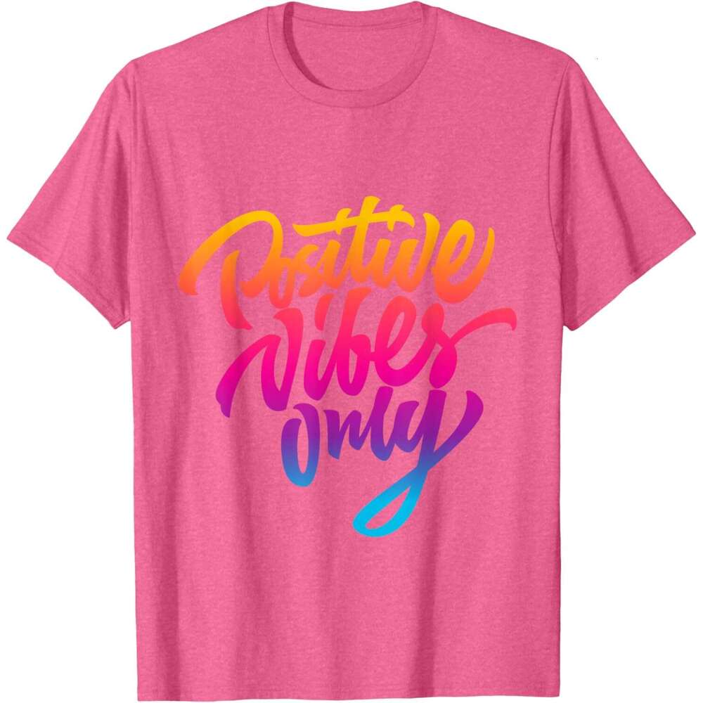 T shirt Mens Positive Vibes Only T-shirt Inspirational Quotes Graphic T-Shirt shirts tshirt graphic tee Casual tops summer clothes Short sleeve Free s