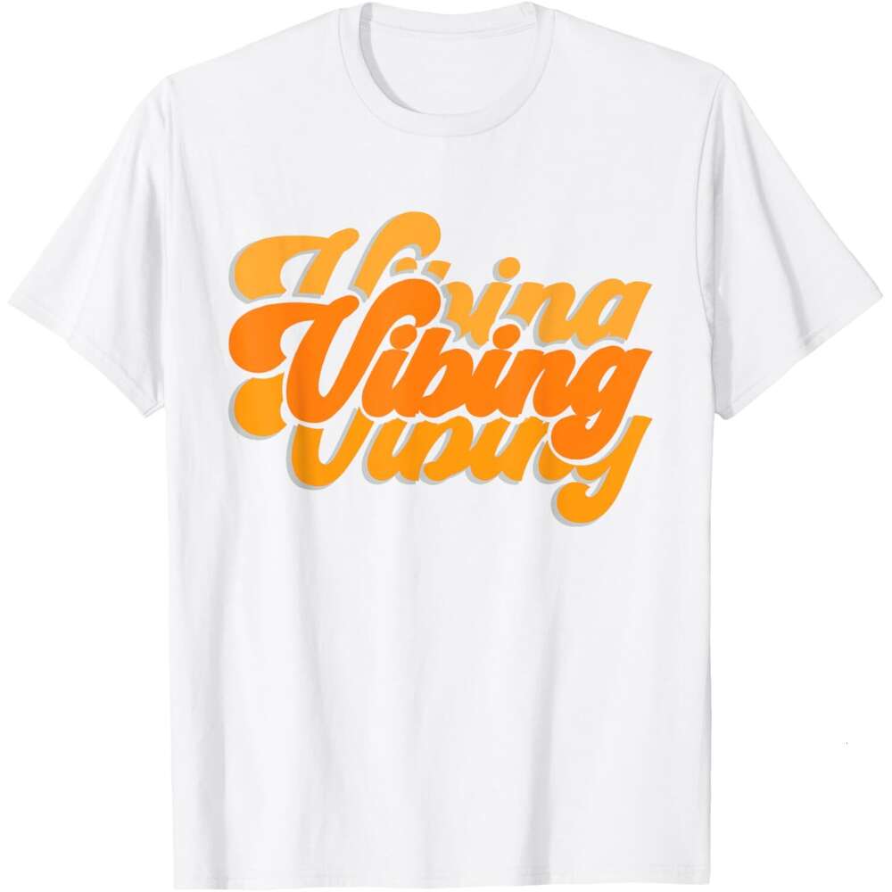 T shirt Mens Vibing Orange Vibes Only Color Graphic T-Shirt shirts tshirt graphic tee Casual tops summer clothes Short sleeve Free shipping