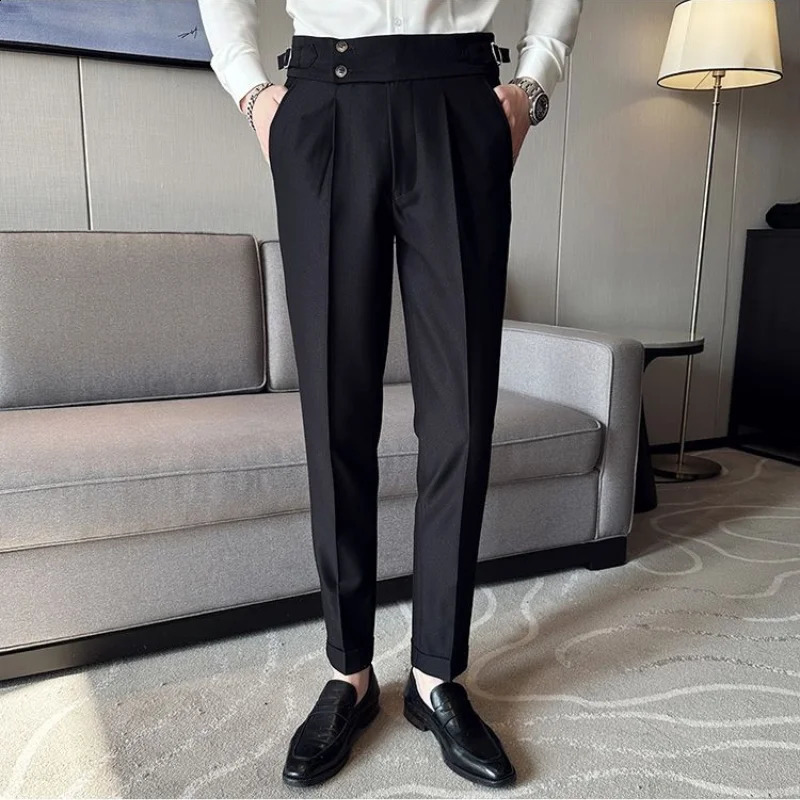 Casual Commuting Versatile Mens Clothing Splice Buttons Pocket Fashion High Waisted Solid Color Wide Leg Straight Leg Pants 240805
