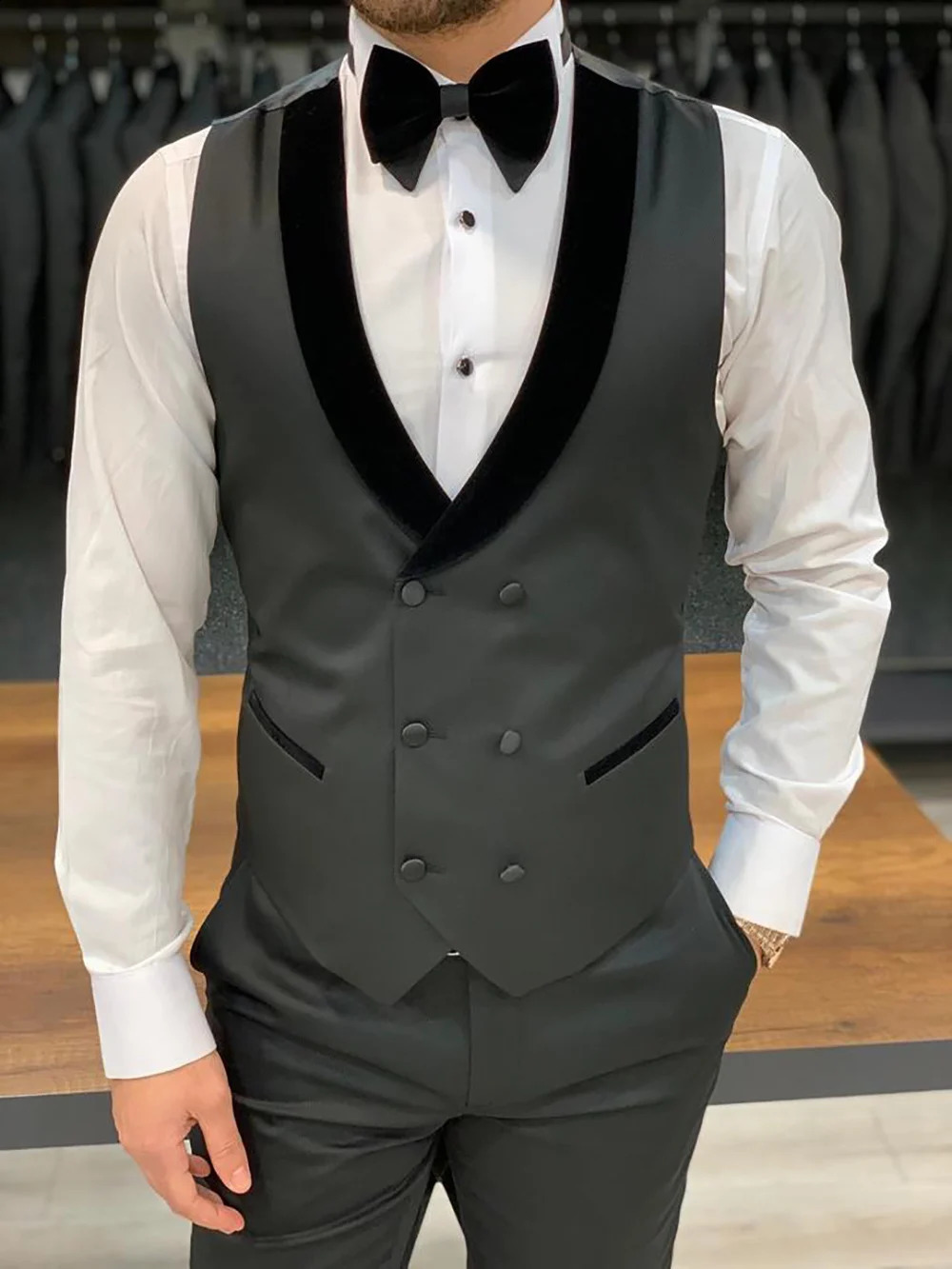 Mens suits Wave point Three Pieces Men Dress Suits Casual office business suits For WeddingBlazerVestPants 240812cj - view 3