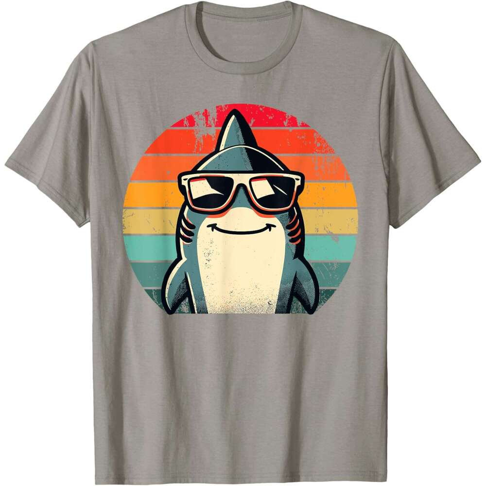 T shirt Mens Cool Retro in Sunglasses 70s 80s 90s Funny Shark T-Shirt shirts tshirt graphic tee Casual tops summer clothes Short sleeve Free shipping
