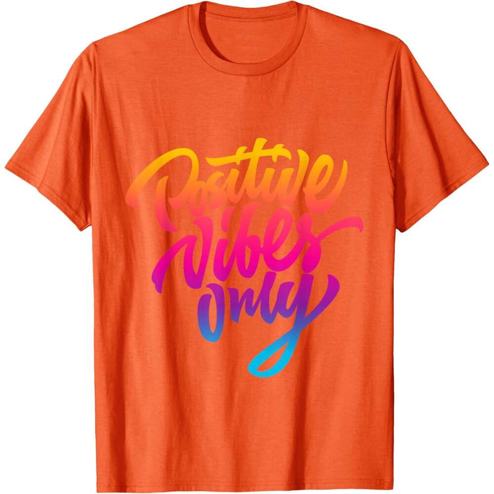 T shirt Mens Positive Vibes Only T-shirt Inspirational Quotes Graphic T-Shirt shirts tshirt graphic tee Casual tops summer clothes Short sleeve Free s