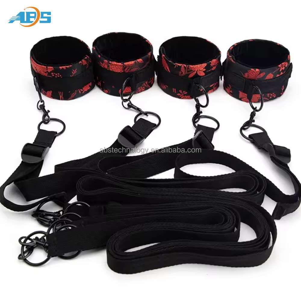 Sex Restraining Straps Tied Tease Bed Adult Sex Toys Set Leather For Couple To Restraint For Adult Black Leather Bondage Set