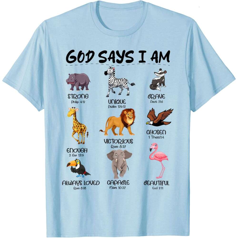 T shirt Mens God Say I Am Safari Wild Animals Boys Kids Toddler Christian T-Shirt shirts tshirt graphic tee Casual tops summer clothes Short sleeve Fr