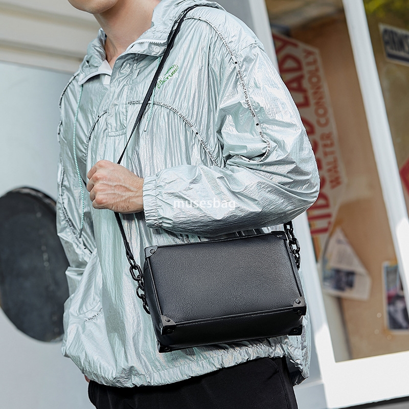 Men's single shoulder bag brand box bag trend personality girl crossbody bag fashion unisex single shoulder all match small square bag