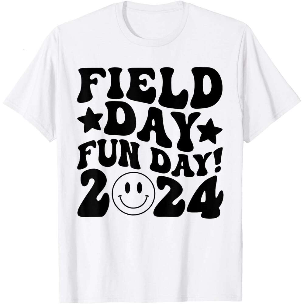 T shirt Mens Fun Funny For Teacher Kids Field Day 2024 T-Shirt shirts tshirt graphic tee Casual tops summer clothes Short sleeve Free shipping