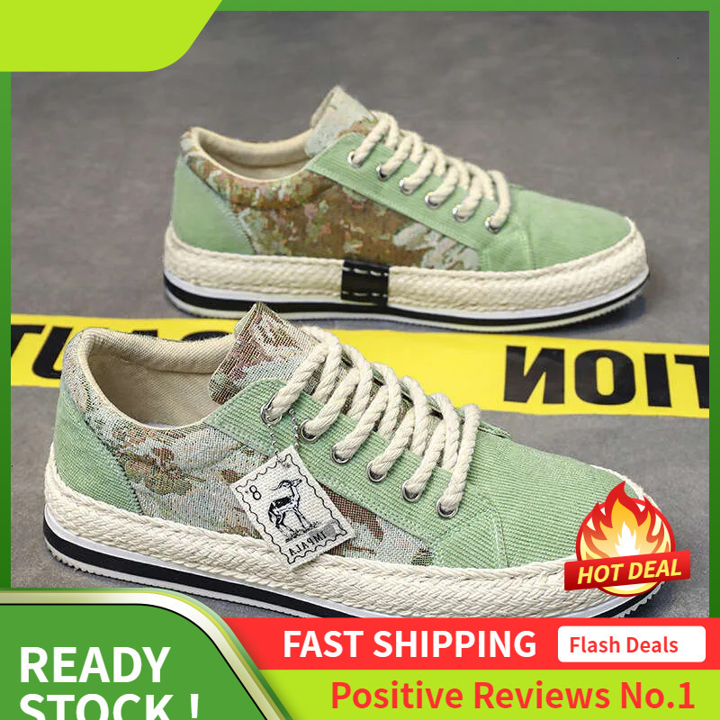 Ddmyoutdoor S Vintage Print Sneakers Flat Low Top Lace Up Men Canvas Casual Shoes Outdoor Neakers Hoes