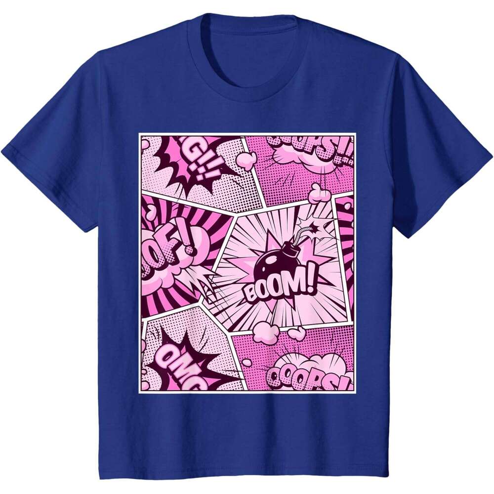 T shirt Mens Comic Book Pink Color Graphic T-Shirt shirts tshirt graphic tee Casual tops summer clothes Short sleeve Free shipping